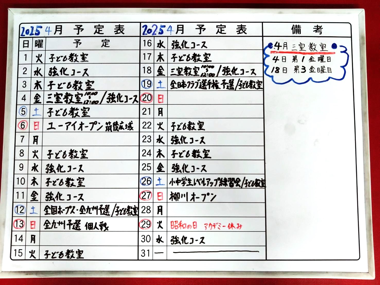 スケジュール