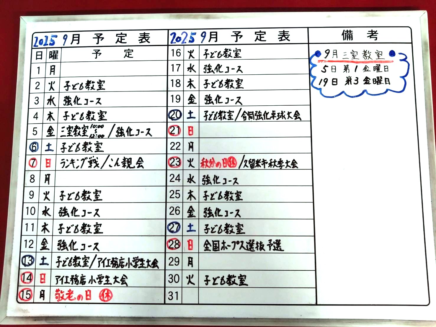 スケジュール