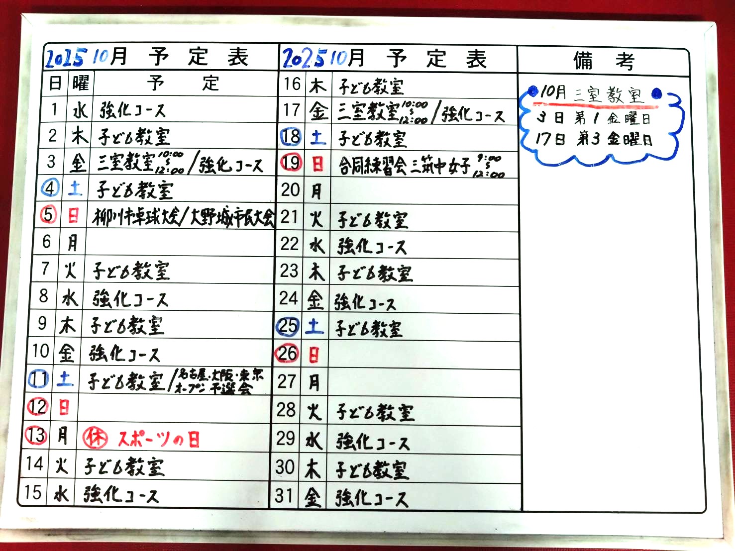 スケジュール